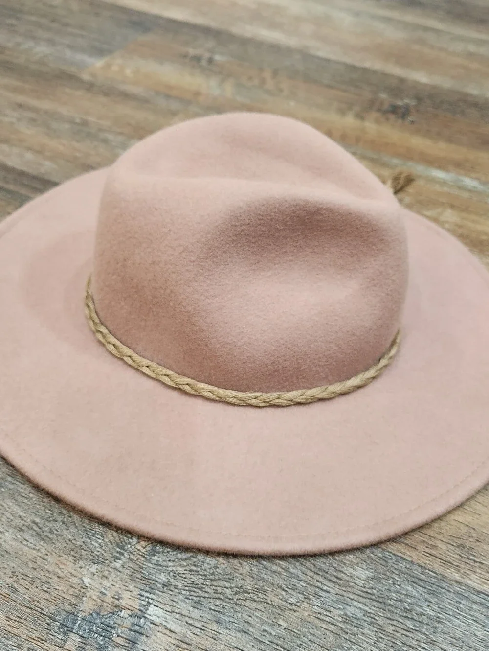 Beige Brown Rancher Hat with Braided Tassel Band Size M/ L